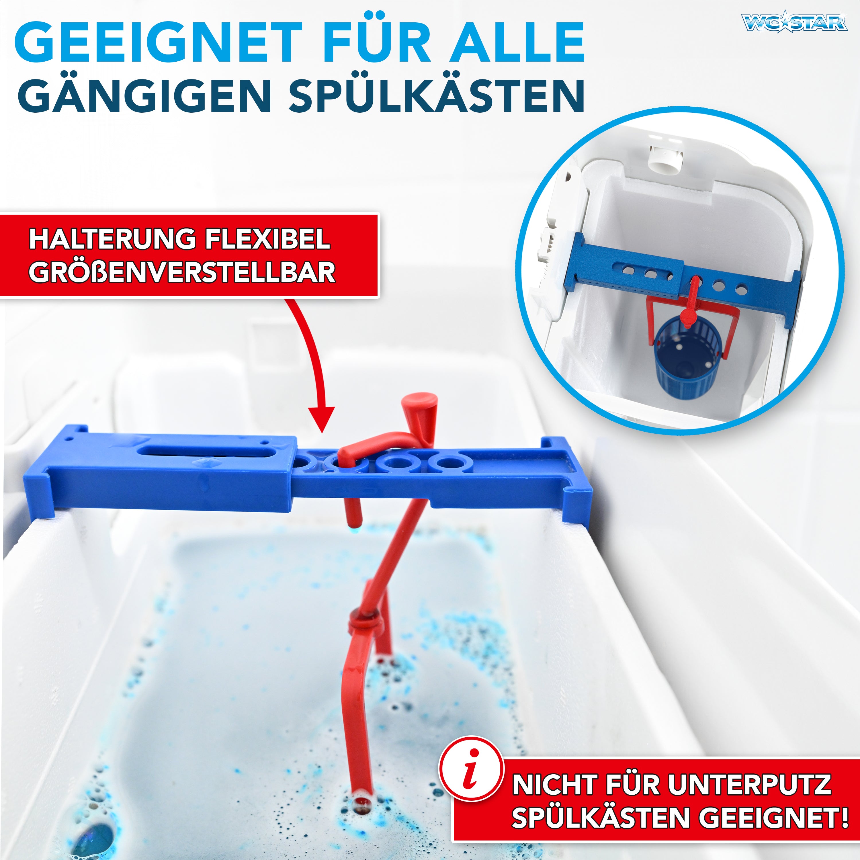 Größenverstellbare Halterung.