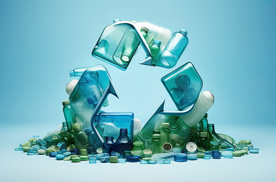 Recycling-Symbol aus Plastikflaschen.